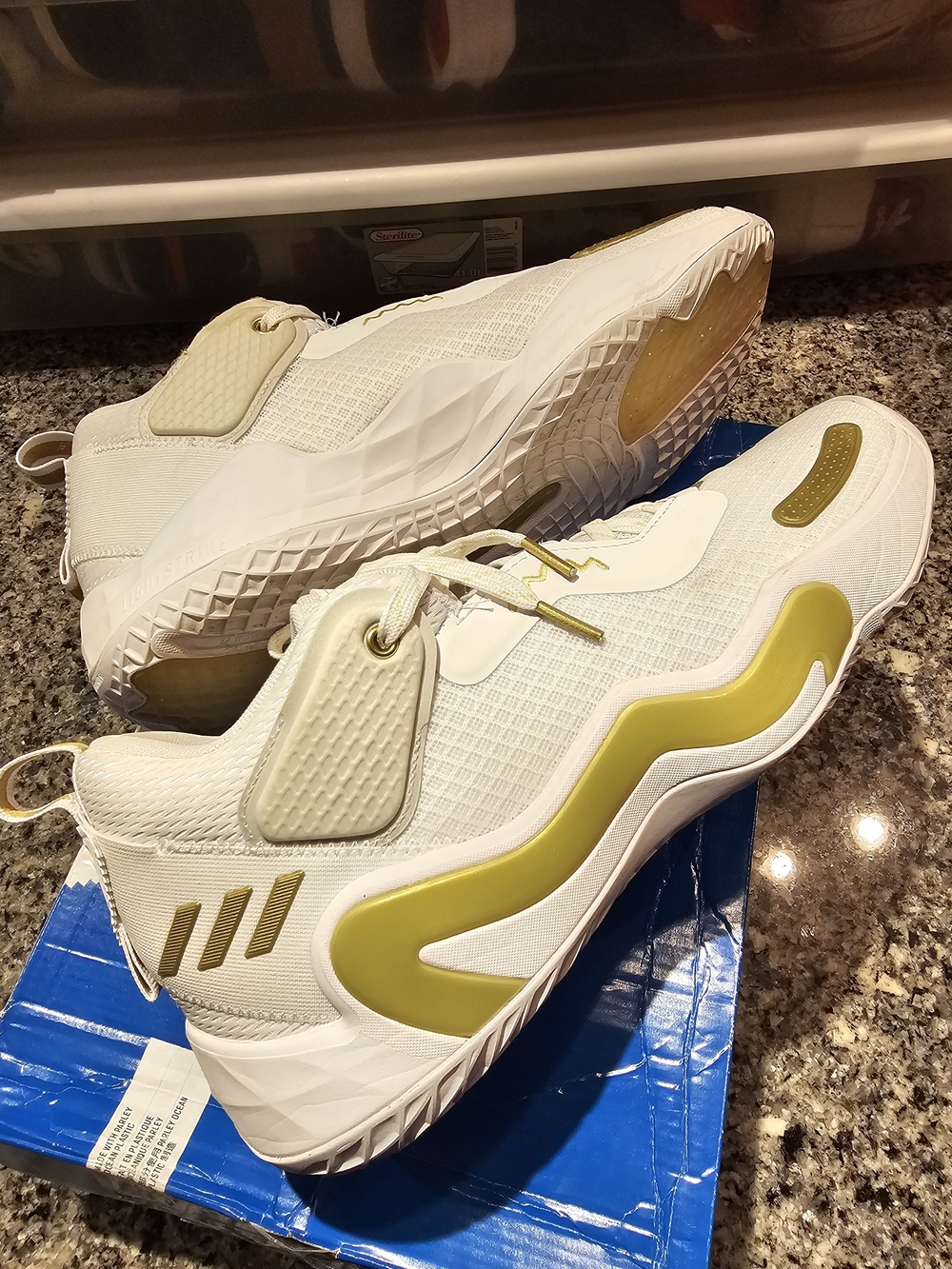 adidas Men's White and Olive Green Athletic Shoes